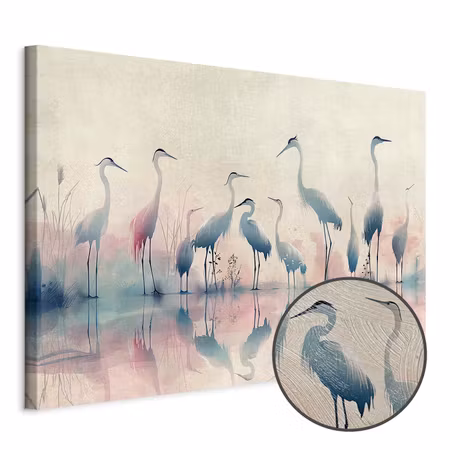 Premium canvastavla - Birds by the lake - herons