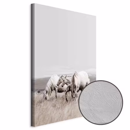 Premium canvastavla - White horses