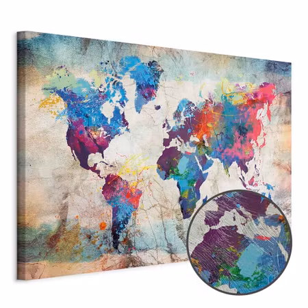 Premium canvastavla - World map colourful madness