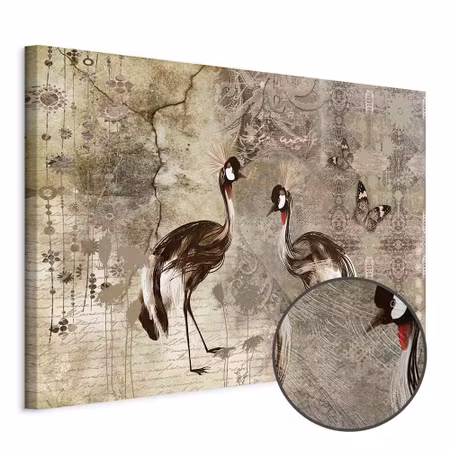 Premium canvastavla - Retro cranes wide