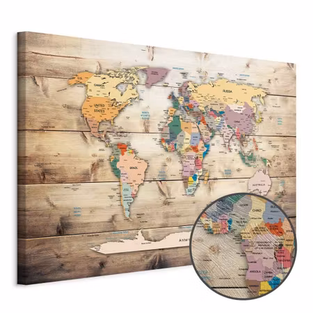 Premium canvastavla - World map colourful