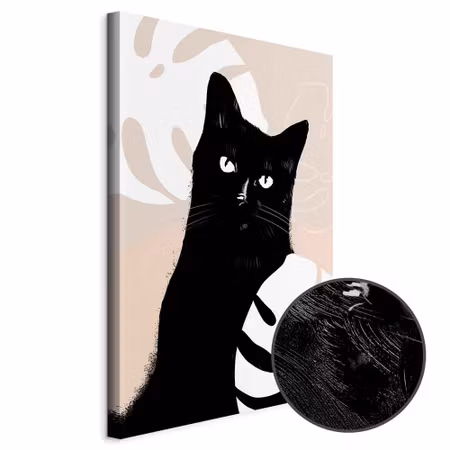 Premium canvastavla - Cat in monsteras