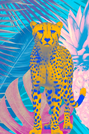 Premium canvastavla - Exotic leopard - colorful