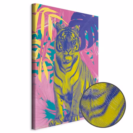 Premium canvastavla - Colorful tiger - intense