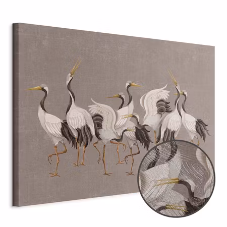Premium canvastavla - Crane dance bright