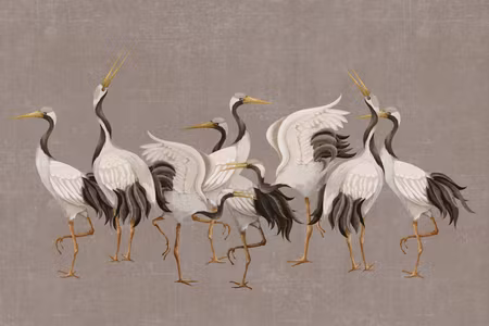 Premium canvastavla - Crane dance bright