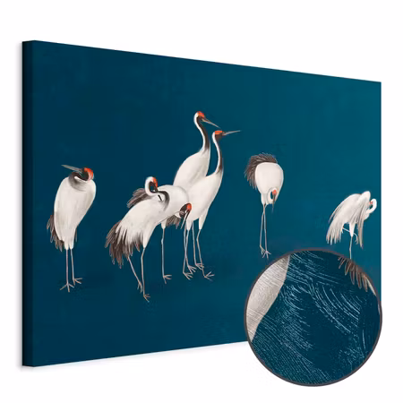 Premium canvastavla - Evening by the pond - a