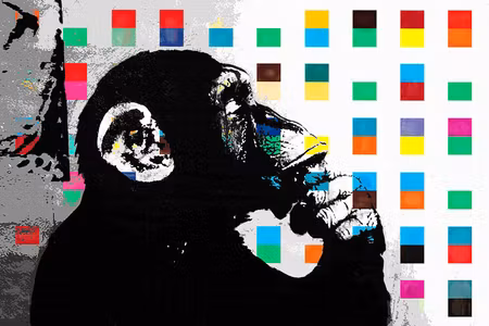 Premium canvastavla - Banksy the thinker monkey