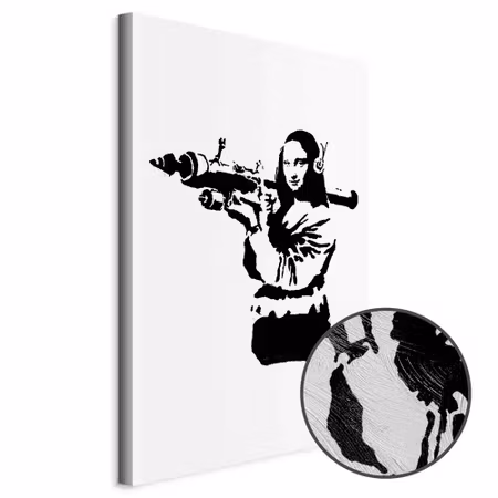 Premium canvastavla - Banksy mona lisa with rocket