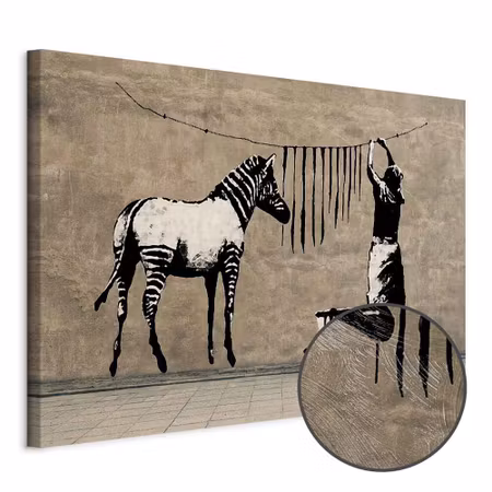 Premium canvastavla - Banksy washing zebra on