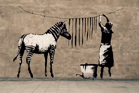 Premium canvastavla - Banksy washing zebra on