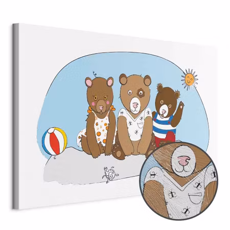 Premium canvastavla - Teddy bears on the beach