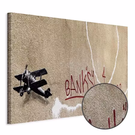 Premium canvastavla - Banksy& s plane - red
