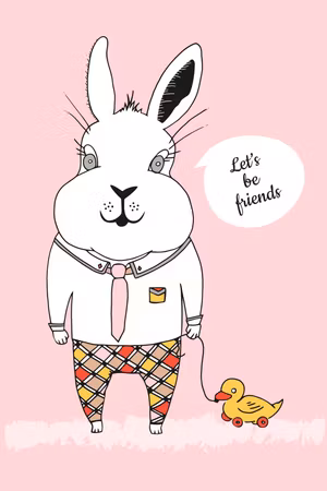 Premium canvastavla - Rabbit& s friend