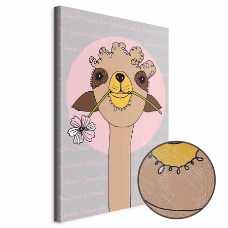 Premium canvastavla - Happy llama
