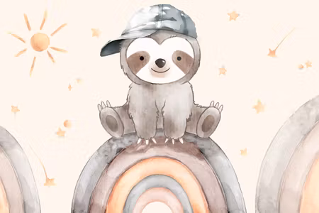 Premium canvastavla - Happy sloth - sloth in