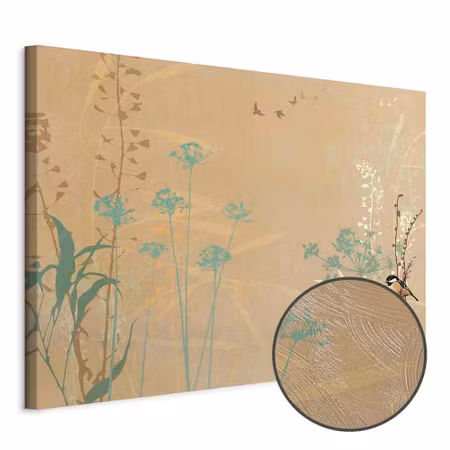 Premium canvastavla - Tiny bird - colorful grasses