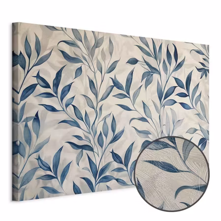 Premium canvastavla - Leaves in blue color