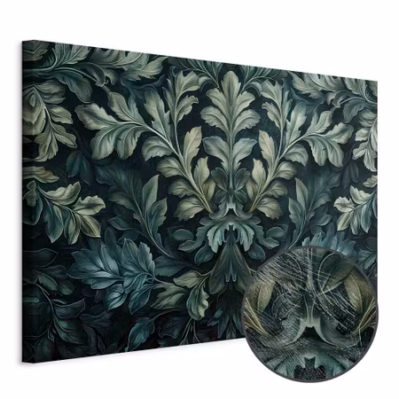Premium canvastavla - Dark green victorian leaves