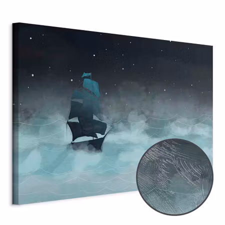 Premium canvastavla - Night waves wide - second