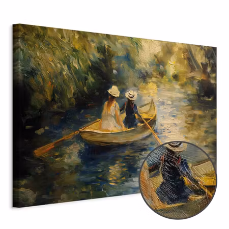 Premium canvastavla - Boat crossing - painting of
