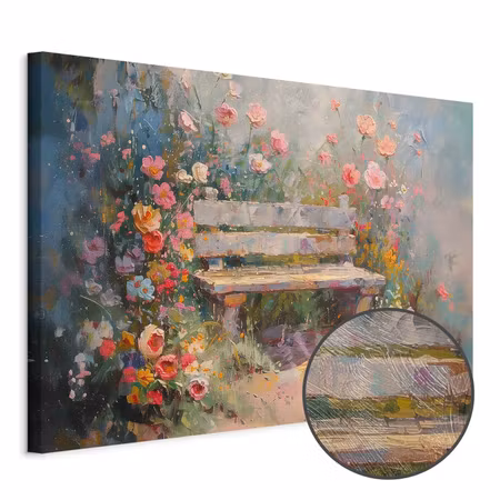 Premium canvastavla - Flowery bench -