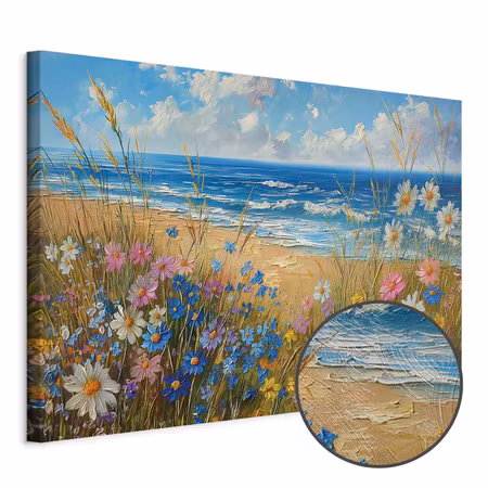 Premium canvastavla - Seascape wildflowers and a