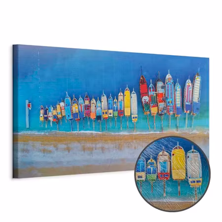Premium canvastavla - Colourful boats narrow