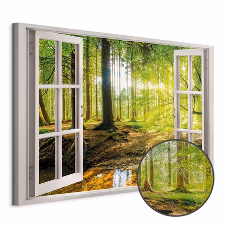 Premium canvastavla - Window view on forest