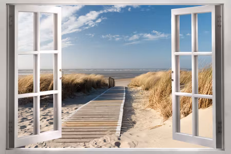 Premium canvastavla - Window view of the beach