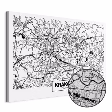 Premium canvastavla - City plan krakow wide