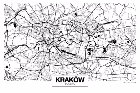 Premium canvastavla - City plan krakow wide
