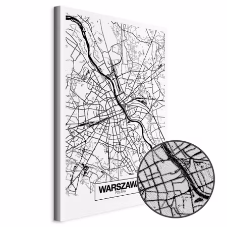 Premium canvastavla - City plan warszawa