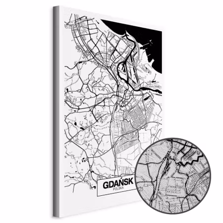 Premium canvastavla - City plan gdansk