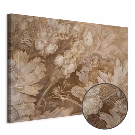 Premium canvastavla - Floral ornaments carved in