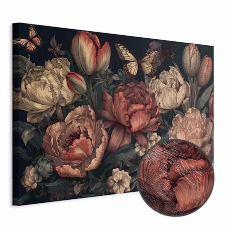 Premium canvastavla - Flowers on a turquoise