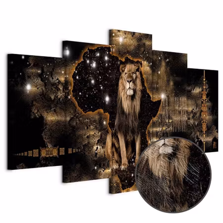 Premium canvastavla - Golden lion wide