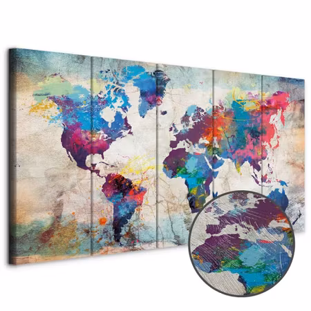 Premium canvastavla - World map cracked wall