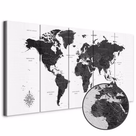 Premium canvastavla - Black and white map narrow