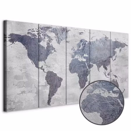 Premium canvastavla - Concrete world map narrow