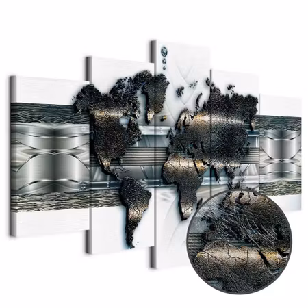 Premium canvastavla - Metal world map