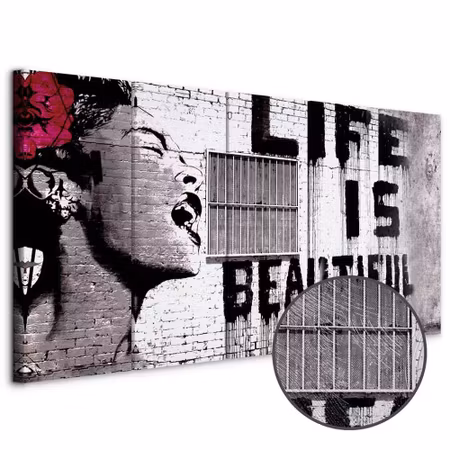 Premium canvastavla - Banksy life is beautiful