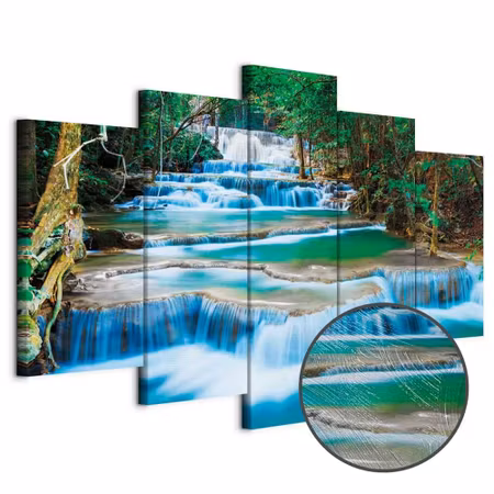 Premium canvastavla - Blue waterfall in