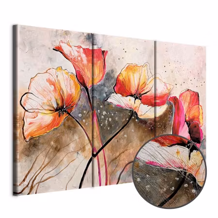 Premium canvastavla - Poppies lashed by the wind