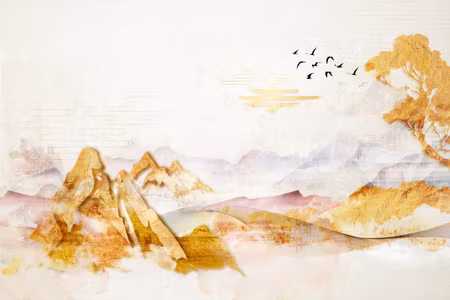 Ljuddämpande tavla - Golden Mountains Part Wide