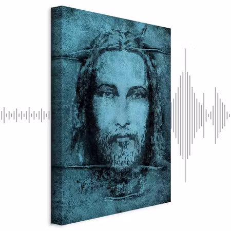 Ljuddämpande tavla - Shroud of Turin in Turqoise
