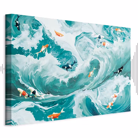 Ljuddämpande tavla - Fish and Waves
