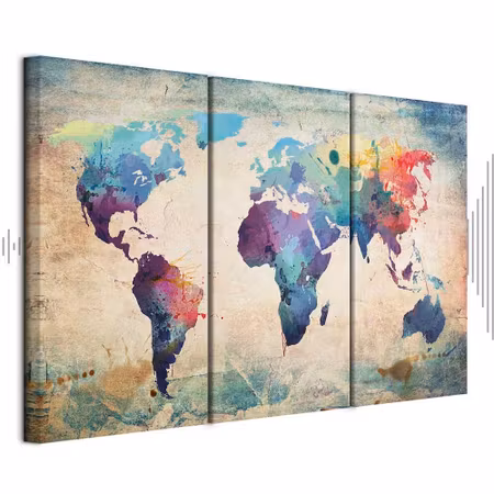 Ljuddämpande tavla - Rainbow Map Triptych