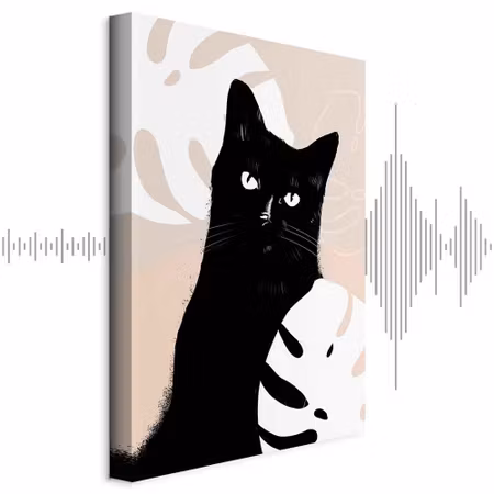Ljuddämpande tavla - Cat in Monsteras Part