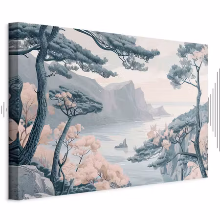 Ljuddämpande tavla - Mountainous Coast with Trees